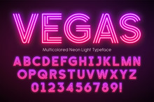 Neon Light Alphabet, Multicolored Extra Glowing Font