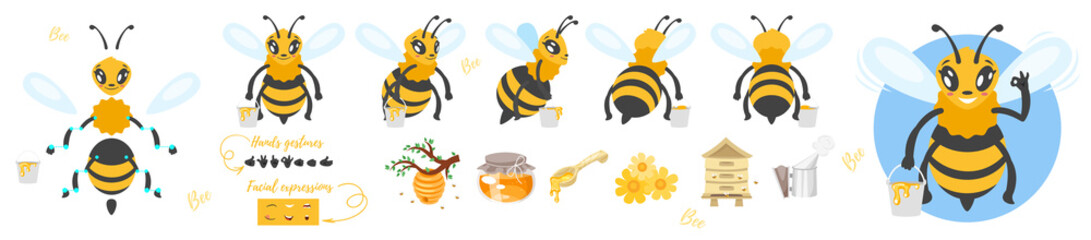 Wall Mural - bee cute character for animation