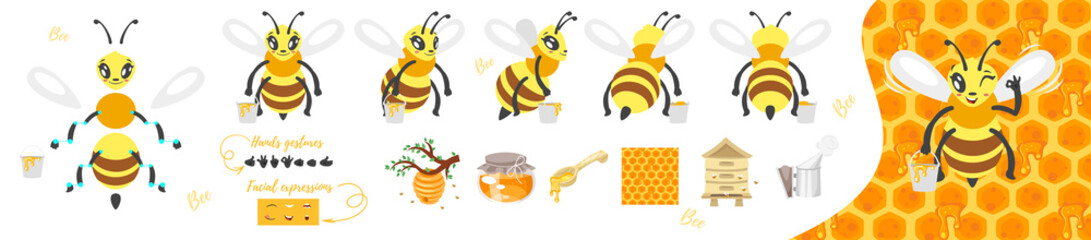 Wall Mural - bee cute character for animation