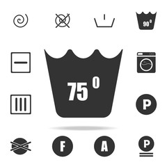 Poster - machine wash at 75 degrees icon. Detailed set of laundry icons. Premium quality graphic design. One of the collection icons for websites, web design, mobile app