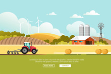 Agriculture And Farming. Agribusiness. Rural Landscape. Design Elements For Info Graphic, Websites And Print Media. Vector Illustration.