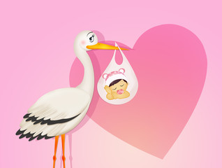 Poster - stork with baby