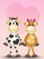 Poster - cow with spots in the shape of a heart