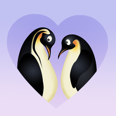 Sticker - illustration of penguins in love