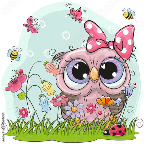 cute-owl-with-flowers-and-butterflies