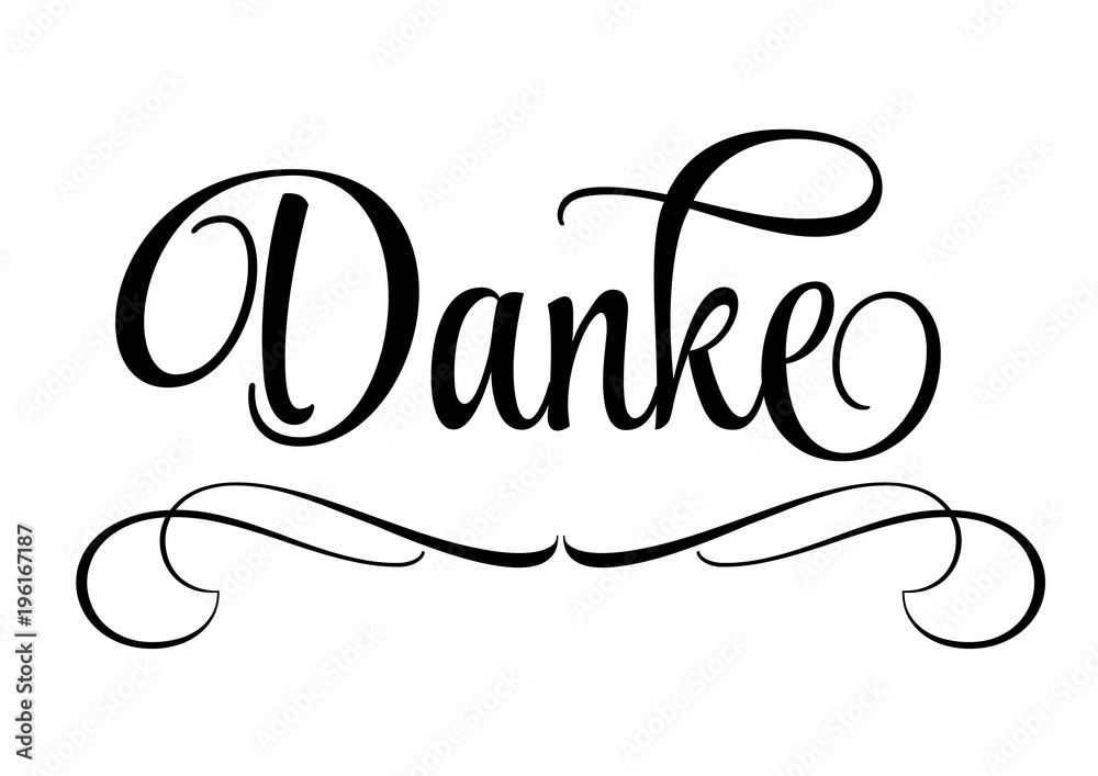 Stock-Illustration „Schriftzug Danke mit Ornamenten in Schwarz“ | Adobe