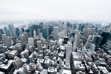 Fototapeta Miasta - New York City Manhattan midtown aerial panorama view with skyscrapers in cold winter day