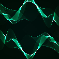 Poster - Abstract curved lines on black background. Modern illustration