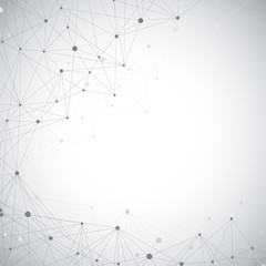 Poster - Grey graphic background illustration dots with connections for your design