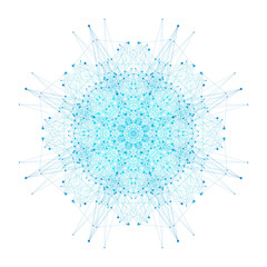 Aufkleber - Geometric abstract round form with connected line and dots. Minimalism chaotic illustration background. Linear sign, symbol. Graphic composition for medicine, science, technology, chemistry
