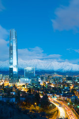 Wall Mural - Skyline of  Financial district in Providencia with Los Andes Mountains in the back, Santiago de Chile