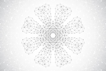 Poster - Geometric abstract background molecule and communication . Connected lines with dots. Graphic background for your design. illustration.