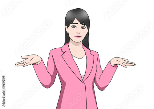 ビジネス アジア 女性 スーツ ピンク 困る 肩をすくめる Stock イラスト Adobe Stock