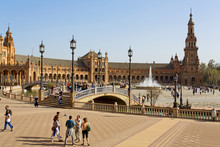 A Beautiful View Of Spanish Square, Plaza De Espana, In Seville