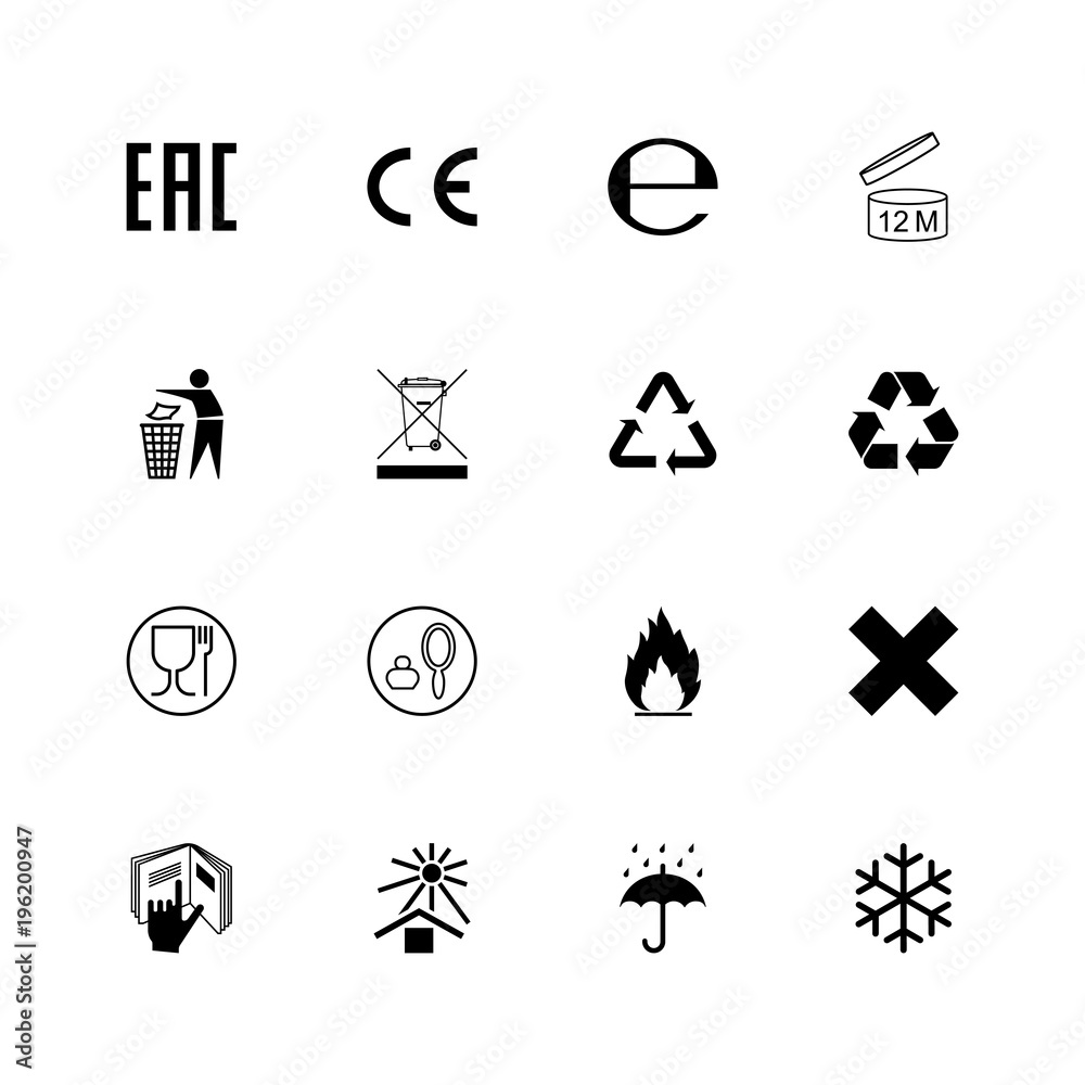 Set of packaging symbols and marks. Vector Stock Vector | Adobe Stock