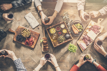 Group of people having meal togetherness dining