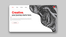 Creative - Clean & Simple Landing Page Design Template. Black, White & Red Abstract Twirl Texture Concept.
