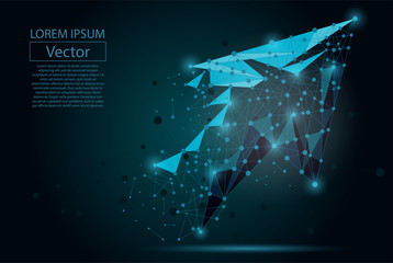 Wall Mural - Abstract mash line and point Arrow. Vector polygonal low poly business illustration. 