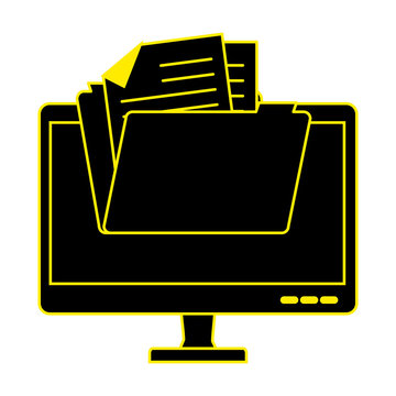 monitor computer with file folder