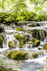  Beautiful waterfall in Plitvice Lakes National Park in summer in Croatia