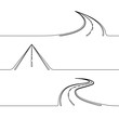 Continuous line drawing of the road, single line concept of the roadway with turns, twist or perspectives, simple highway design element or icon