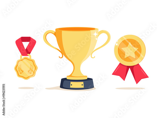 Fotografía Reward program winner cup and first place bowl game trophy