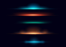 Vector Illustration Set Of Colorful Realistic Flare Elements Collection. Rising Light Effect.