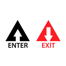 Exit And Enter Vector Icons. Flat Design