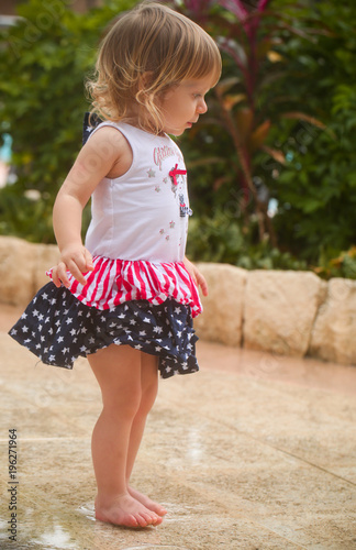 Cute Adorable Two Years Old Toddler Girl With Blonde Hair And Big