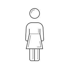 Wall Mural - Woman person vector line icon isolated on white background. Line icon of human figure for infographic, website or app.