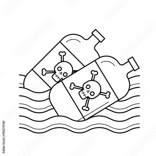 Sea Pollution Vector Line Icon Isolated On White Background Bottles With Danger Sign Floating In Water Line Icon For Infographic Website Or App Water And Sea Pollution Concept Stock Vector Adobe