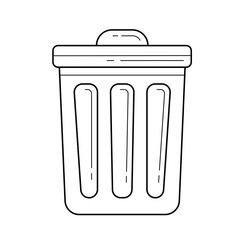 Canvas Print - Trash bin vector line icon isolated on white background. Metal trash can with lid line icon for infographic, website or app.