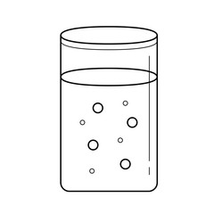 Poster - Glass of water line icon isolated on white background. Vector line icon of glass of fizzy water for infographic, website or app.