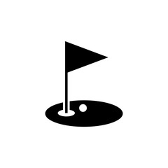 golf hole and flag vector icon