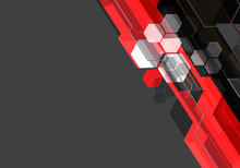 Abstract Red Black White Polygon Technology On Gray Blank Space Design Modern Futuristic Background Vector Illustration.