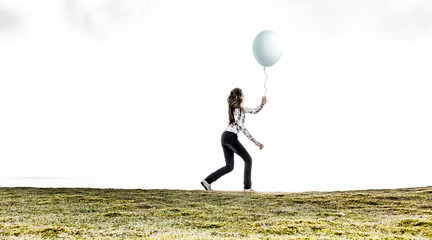 Canvas Print - Frau mit Luftballon