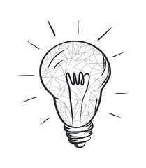 Poster - electric bulb sketch with abstract light