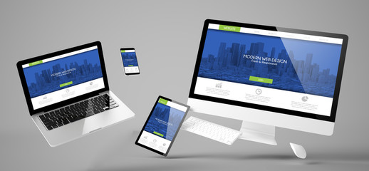 Canvas Print - flying devices modern design responsive website