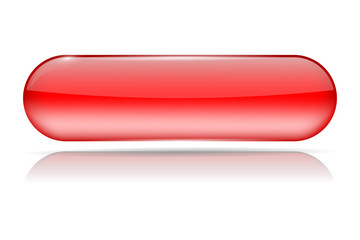 Oval red glass button with reflection