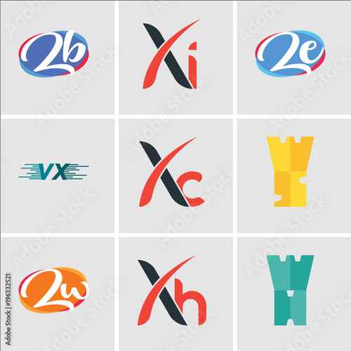 Stampe Set Of 9 simple editable icons such as WH, Xh, Zu, WS, Xc, VU or UV, ze or ez, X