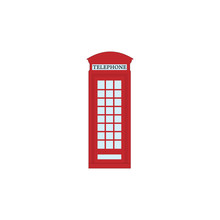 Flat Design English Phone Booth Icon Vector Illustration