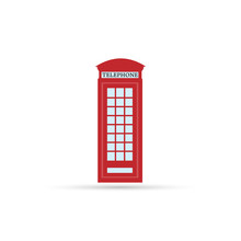 Red Telephone Box - London. Isolated Vector Illustration