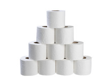 Stack Of Toilet Papers Isolated On White Background.   