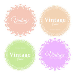 Fototapete - Vector illustration collection of elegant round vintage frames in light pastel colors for your text or photo.