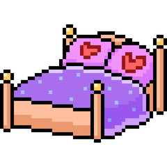 Poster - vector pixel art bed romance