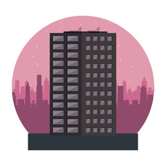 Poster - Buildings cityscape at night vector illustration graphic design