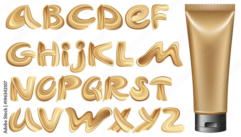 Marked Script Makeup Calligraphy font with brushstroke oil or acrylic paint. Design element ...