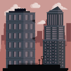 Poster - Buildings cityscape at night vector illustration graphic design