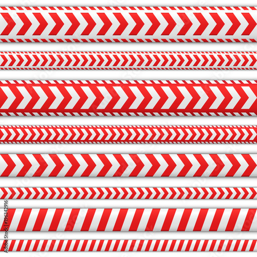 Vector Set Seamless Tapes Ribbons With Red And White Colour For