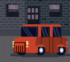 Wall Mural - Pixelated truck on city at night vector illustration graphic design